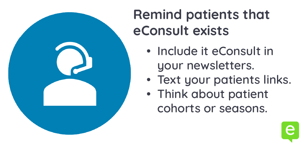 Image with 3 ways to remind patients about eConsult - patient education